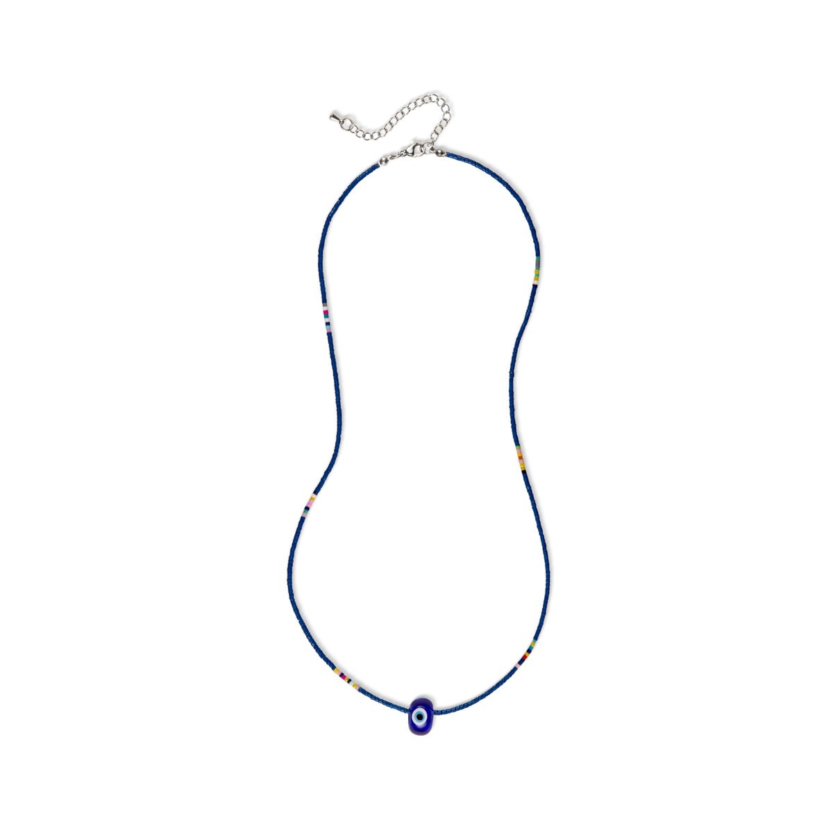 Teddy Beaded Necklace in Silver