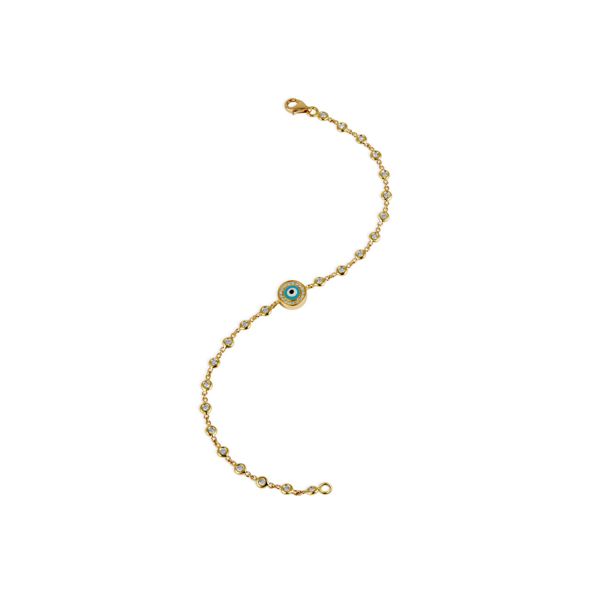 The Charlotte 18K Yellow Gold Light Blue Eye on Diamond Bracelet