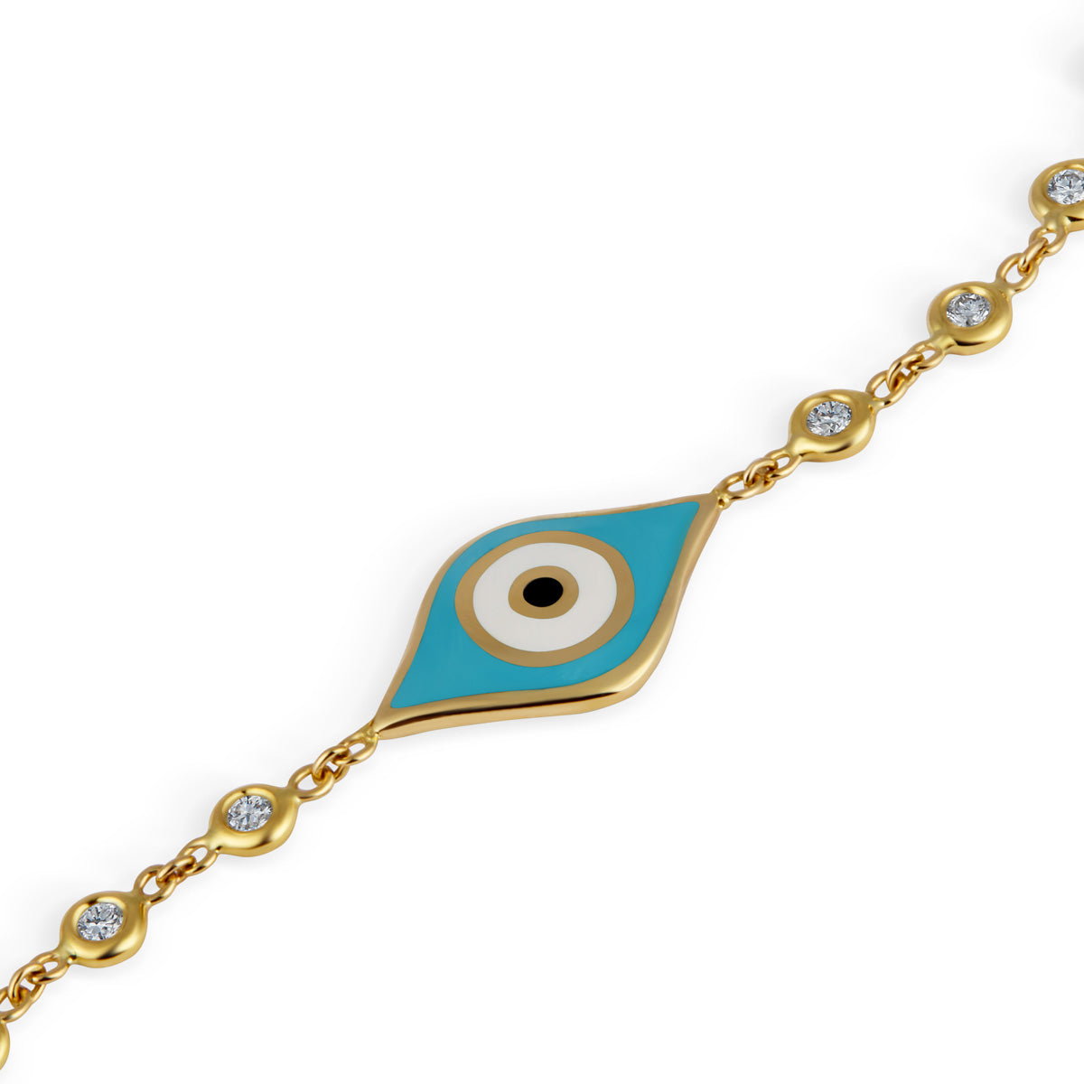 The Grace 18K Light Blue Double Sided Eye on Diamond Bracelet