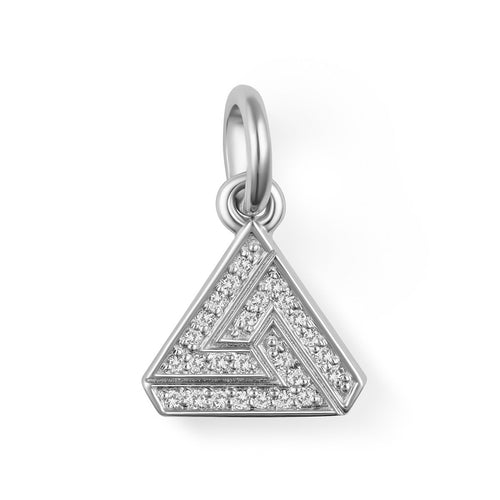 The Melissa Mini Silver Abracadabra Triangle. Perfect worn on it's own or paired with another Abracadabra Charm.