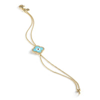 The Natalie 18K Yellow Gold Diamond Clover Eye Bracelet