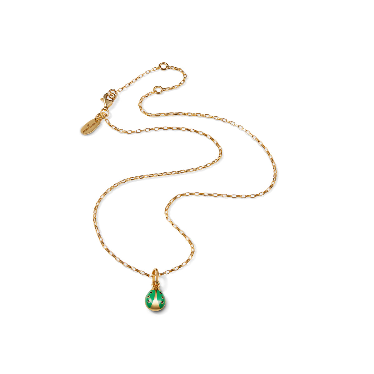 Vermeil Link Choker with green ladybug Charm
