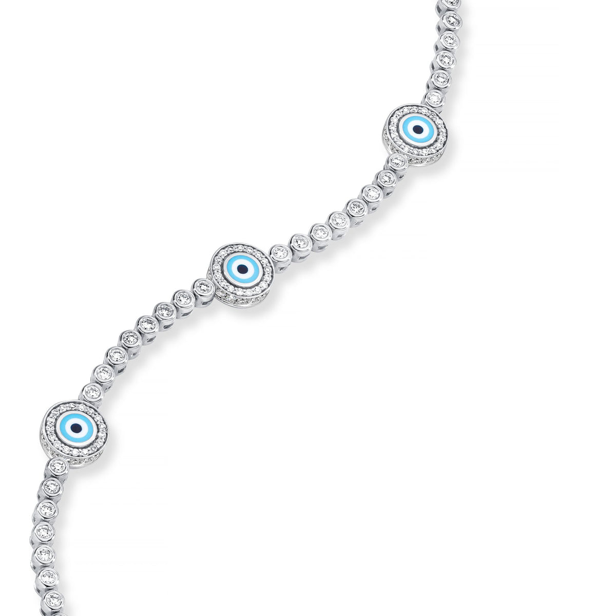 Aaron Basha 18K Baguette Diamond Charms on Diamond Bracelet - Items Sold Separately 18K White Gold Baguette Horseshoe with Pink Sapphires - Pre Order