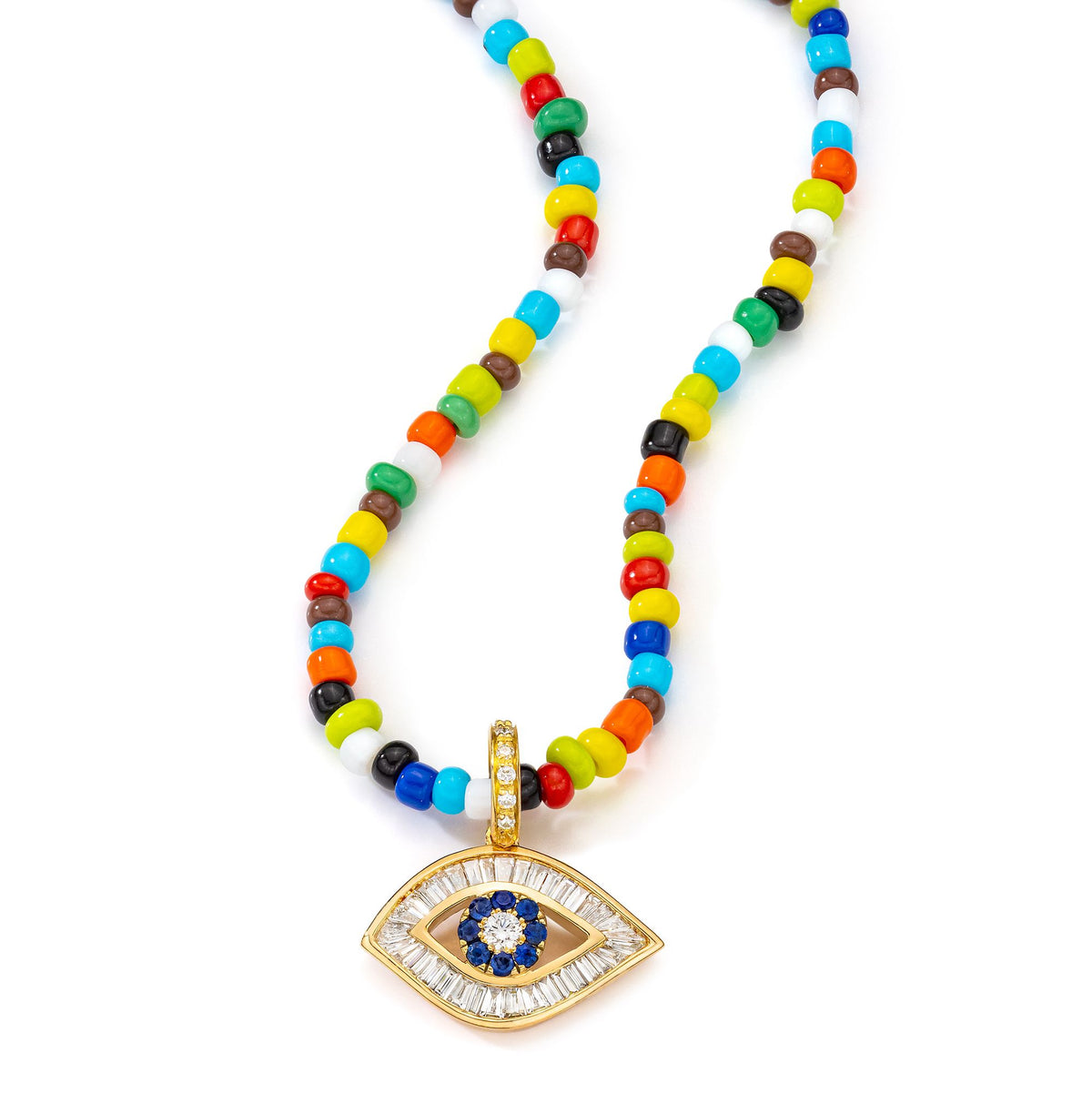 18K Large Baguette & Blue Sapphire Eye Charm