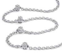 18K White Gold Four Barrel Necklace close up details
