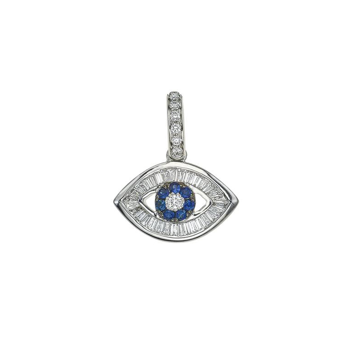 18K Yellow Gold Small Baguette Diamond Evil Eye Charm