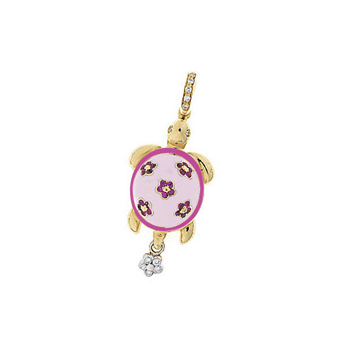 Turtle with Pink Sapphire Flower Accent