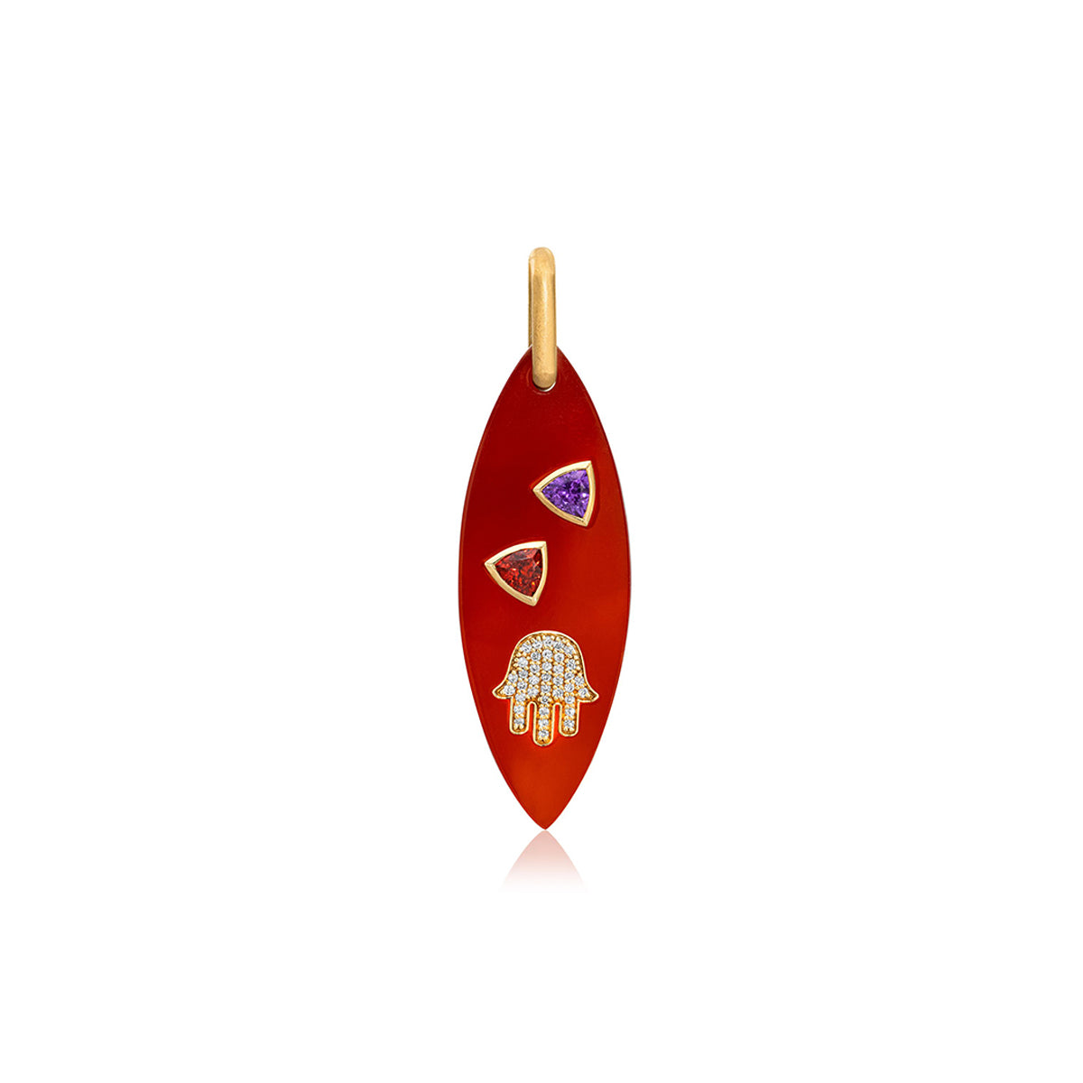 Michal 18K Gold Carnelian & Diamond Hamsa Pendant
