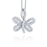 Butterfly Diamond White Gold Pendant
