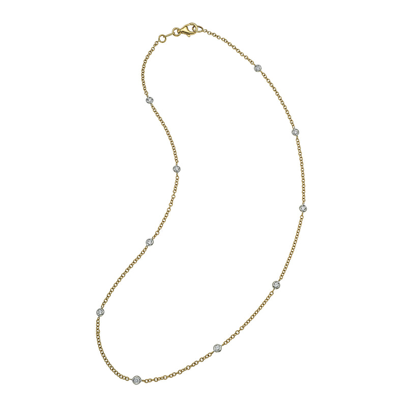18K Yellow Gold Diamond Bezel Necklace - Pre Order