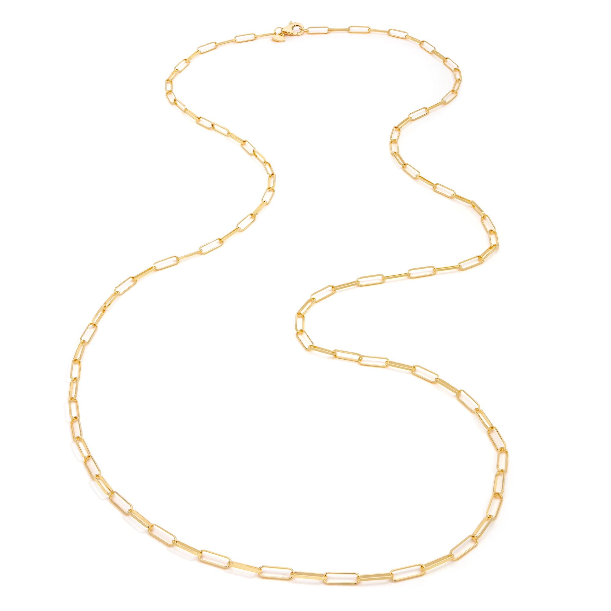 18K Yellow Gold Long Chain Link Necklace