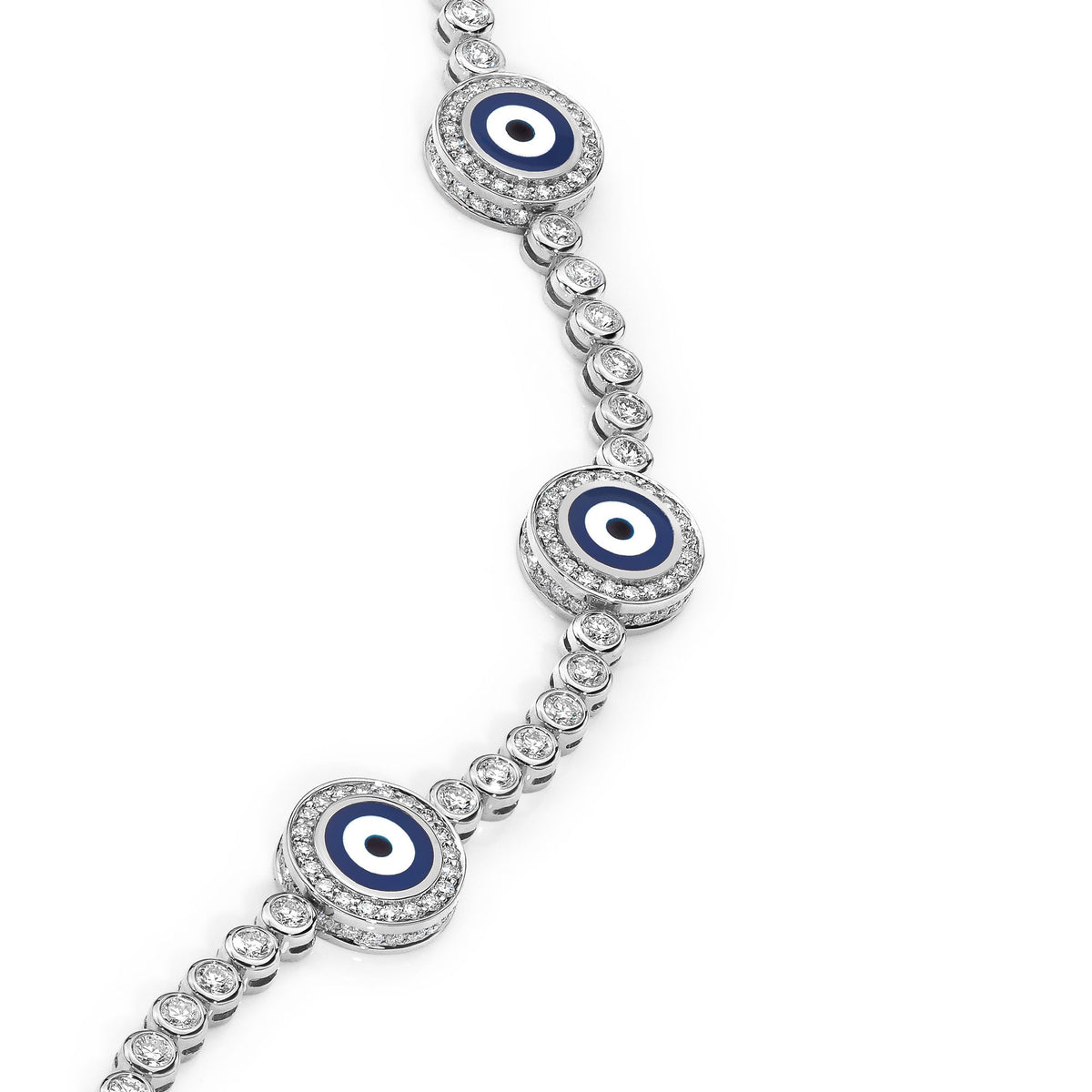 Aaron Basha 18K Baguette Diamond Charms on Diamond Bracelet - Items Sold Separately 18K White Gold Baguette Horseshoe with Pink Sapphires - Pre Order