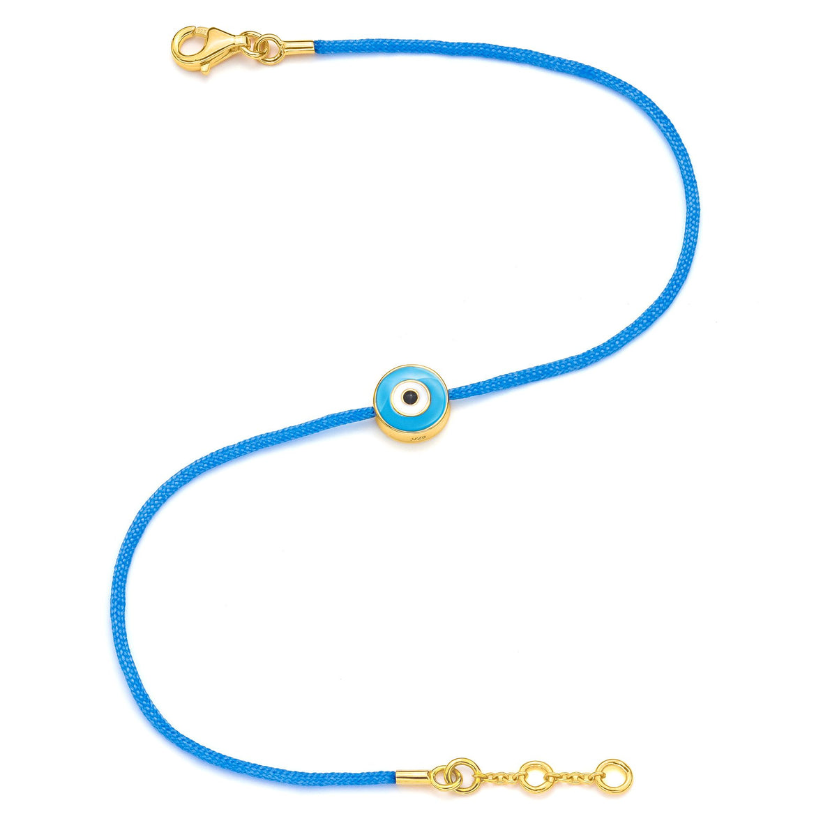 Yellow Gold Vermeil Men's Navy Eye & Cord Bracelet (7-7.5")