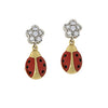 Diamond Flower Ladybug Hanging Earrings (Large)