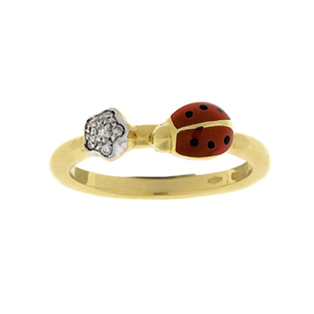 Red Ladybug and Single Flower Ring - Pre Order