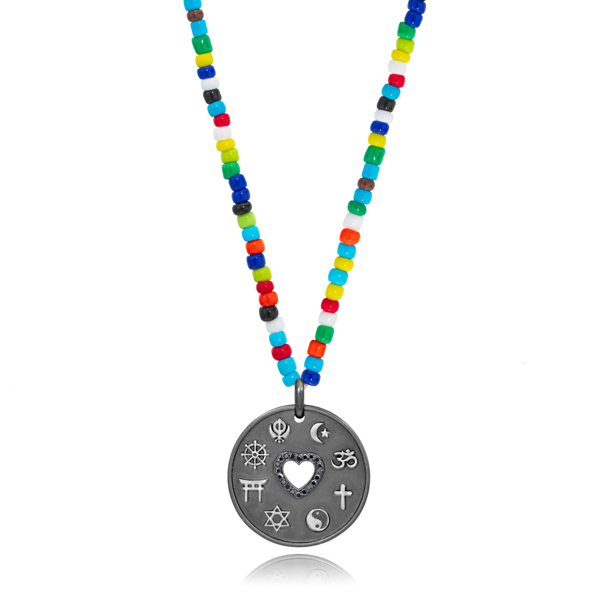 Love is My Religion Black Rhodium on Colorful Beaded Chain - Delivery December 20th