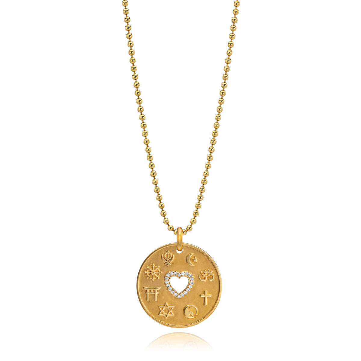 Love Is My Religion Yellow Gold on Yellow Gold Ball Faceted Chain