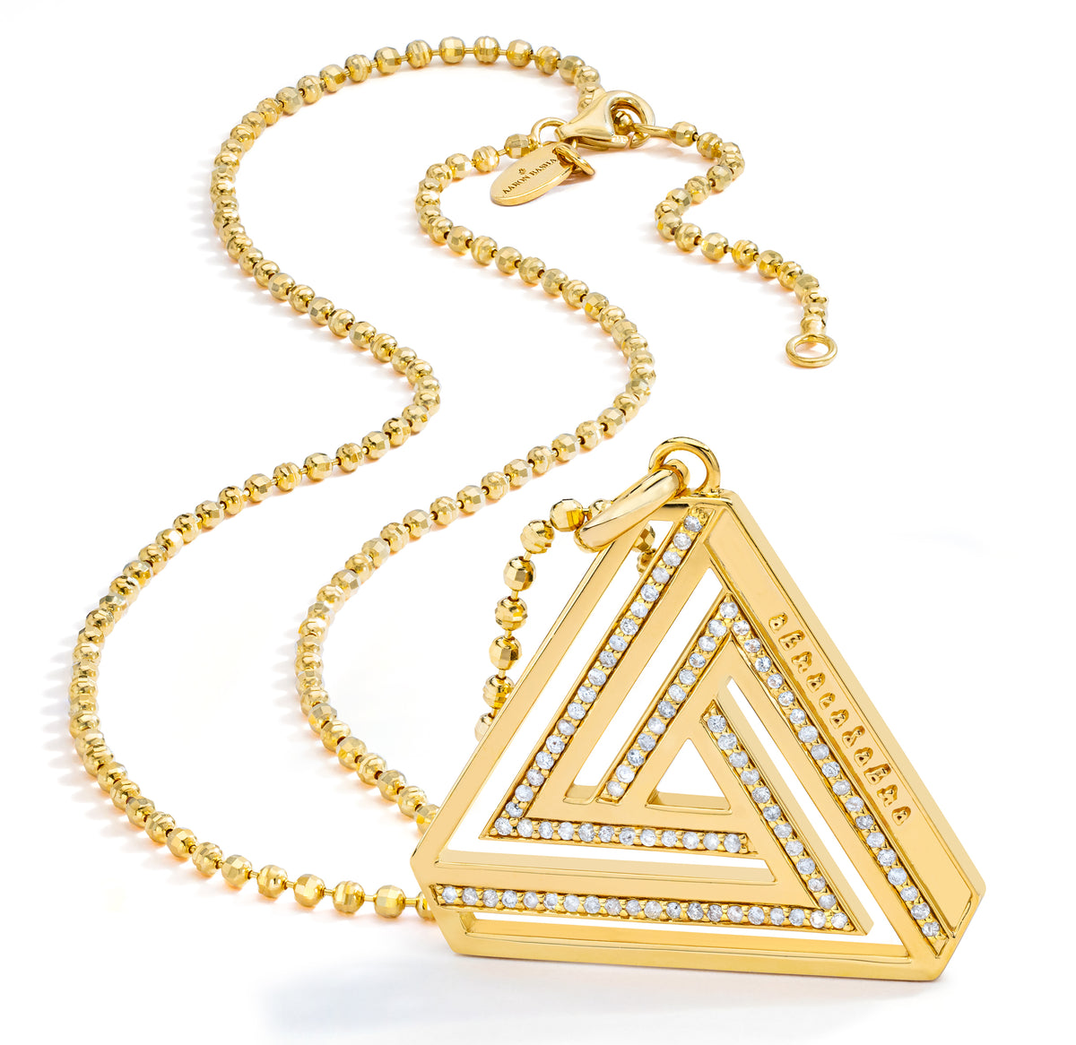 Large Abracadabra Series 4 paired beautifully with our Vermeil Faceted Ball Chain.
