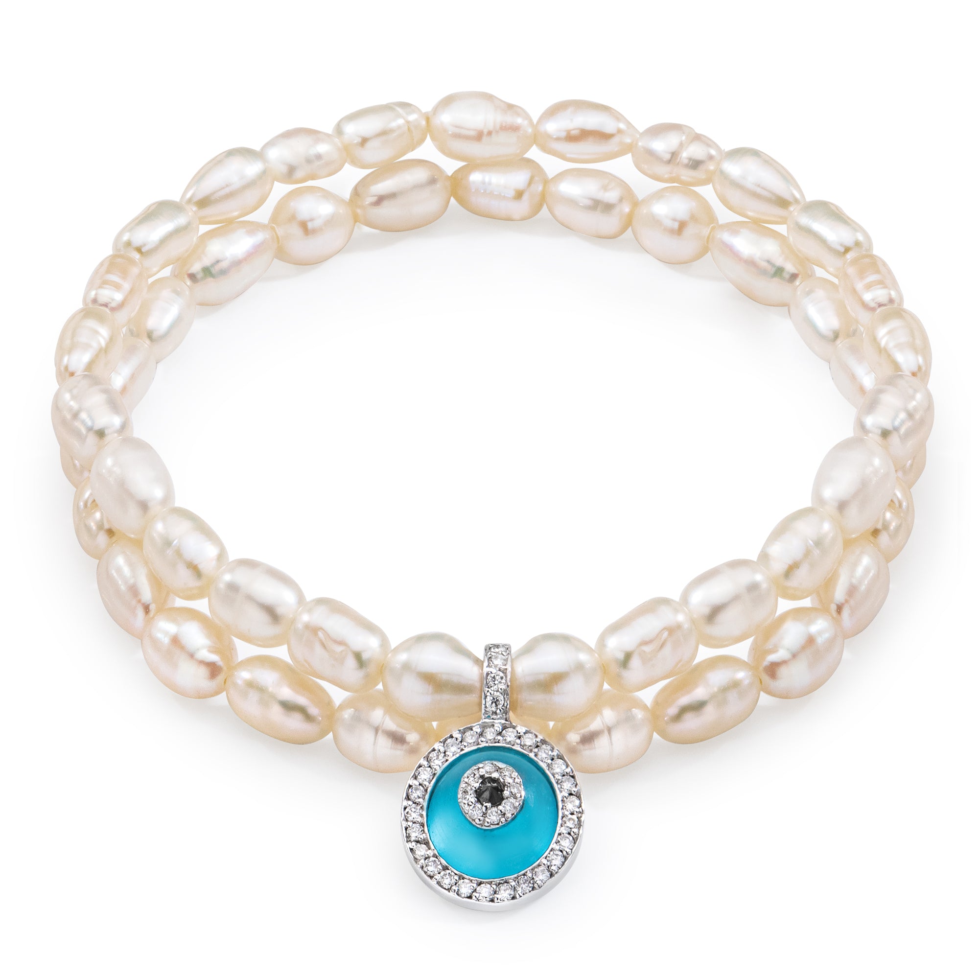 Pearl Evil Eye Bracelet Set