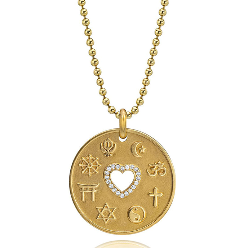 Love Is My Religion Yellow Gold Vermeil on Faceted Ball Chain