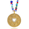Love Is My Religion Yellow Gold on Colorful Beaded Chain