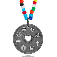Love is My Religion Black Rhodium on Colorful Beaded Chain