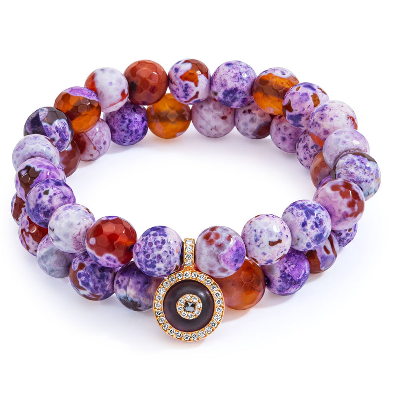 Purple Agate Beaded Bracelet Set