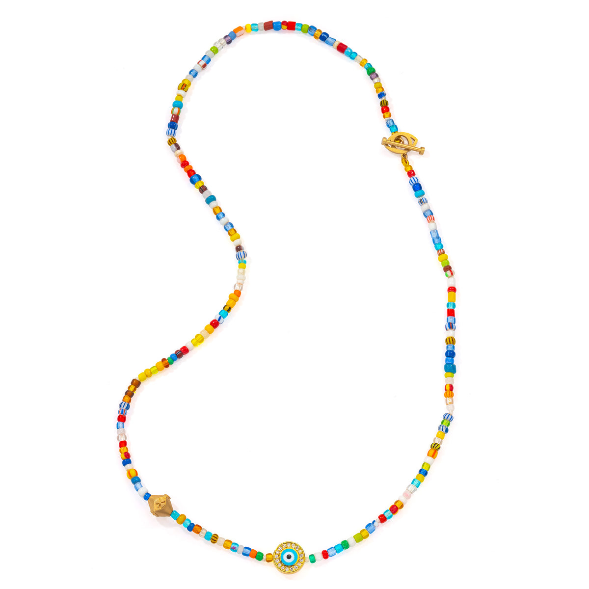 Sienna Beaded Choker with Light Blue Diamond Eye