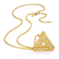 Small Abracadabra Triangle Series 4 perfectly paired on Vermeil Faceted Chain.