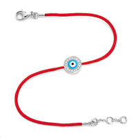 White gold vermeil evil eye red cord bracelet