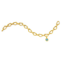 18K Yellow Gold Small Open Heart Link Bracelet with Evil Eye Charm- Bracelet & Charm sold separately