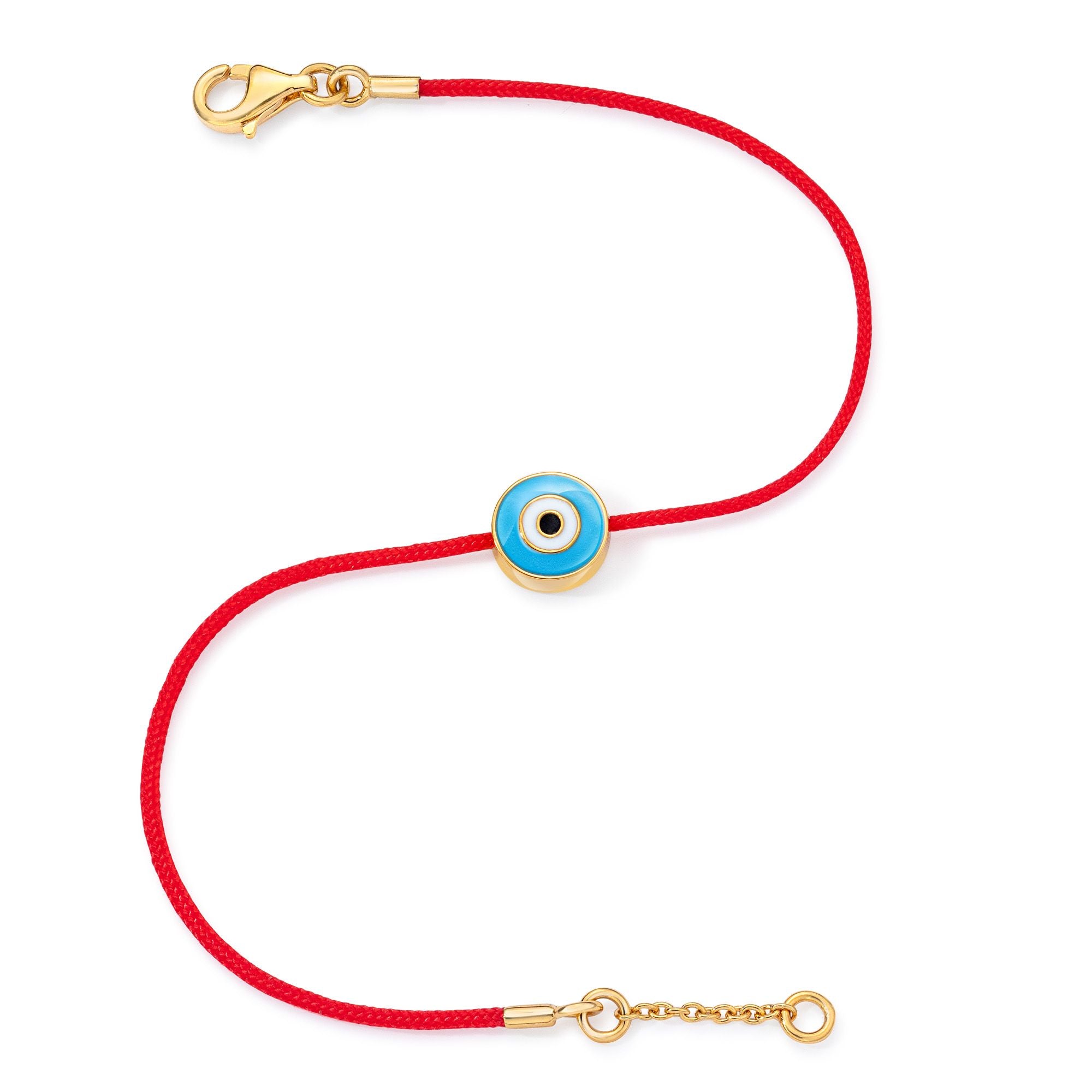 Yellow Gold Vermeil Women's Light Blue Evil Eye Bracelet (Size 6-6.5")